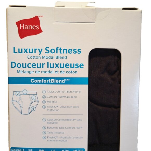 Hanes Men's Cotton Briefs 4 Pack Luxury Softness Small 28"-30" slim fit Black - Picture 4 of 6